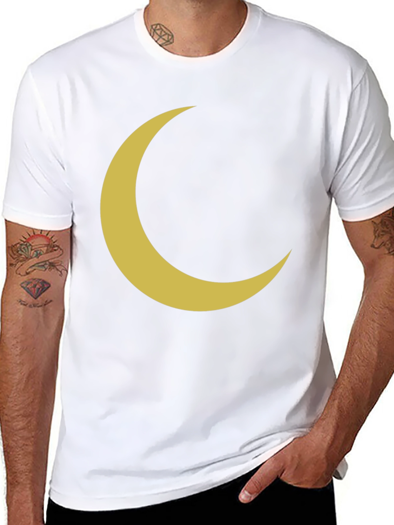 Crescent Moon Graphic Tee - Black Cotton T-Shirt