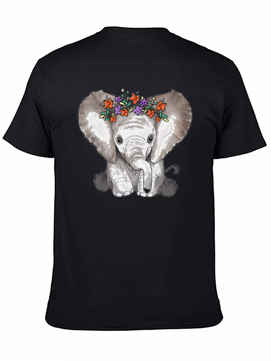 Elephant Floral Crown Graphic Tee - Mens