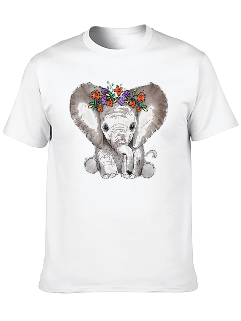 Elephant Floral Crown Graphic Tee - Mens