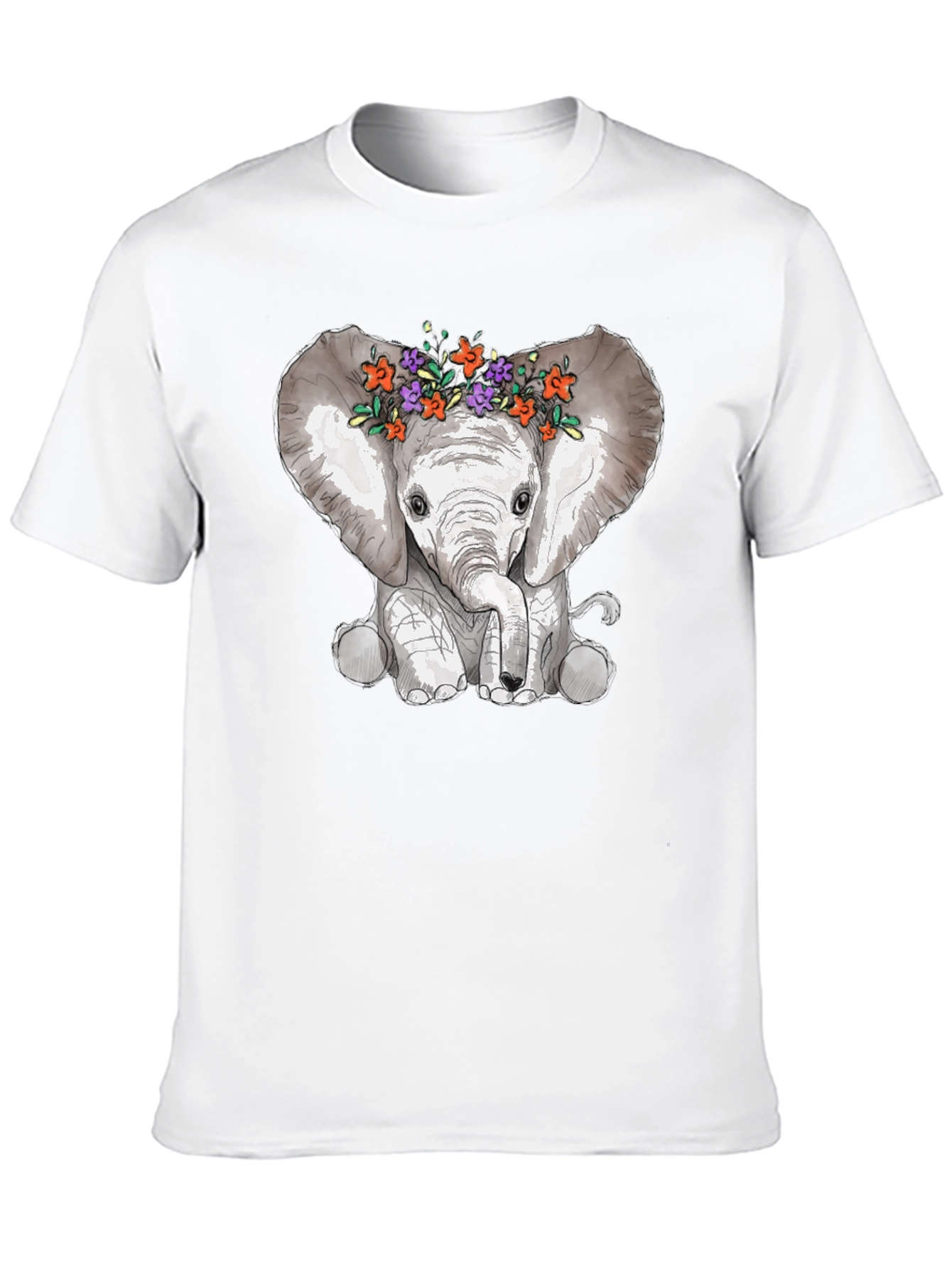 Elephant Floral Crown Graphic Tee - Mens