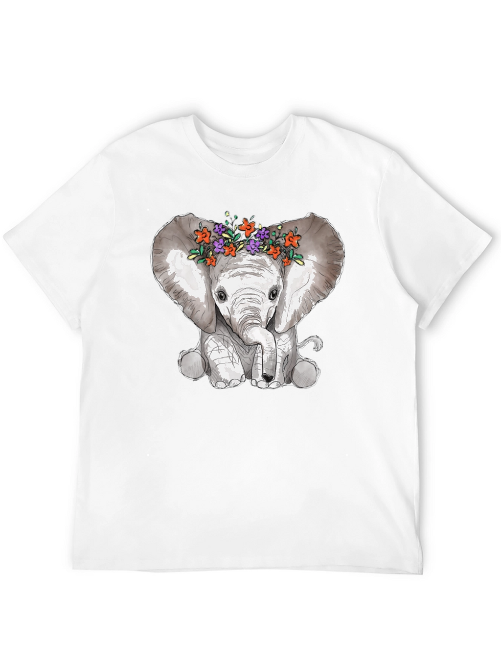 Elephant Floral Crown Graphic Tee - Mens