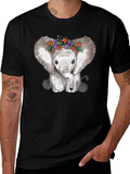 Elephant Floral Crown Graphic Tee - Mens