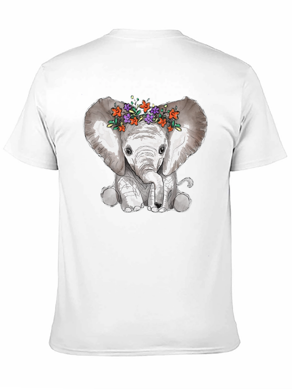 Elephant Floral Crown Graphic Tee - Mens