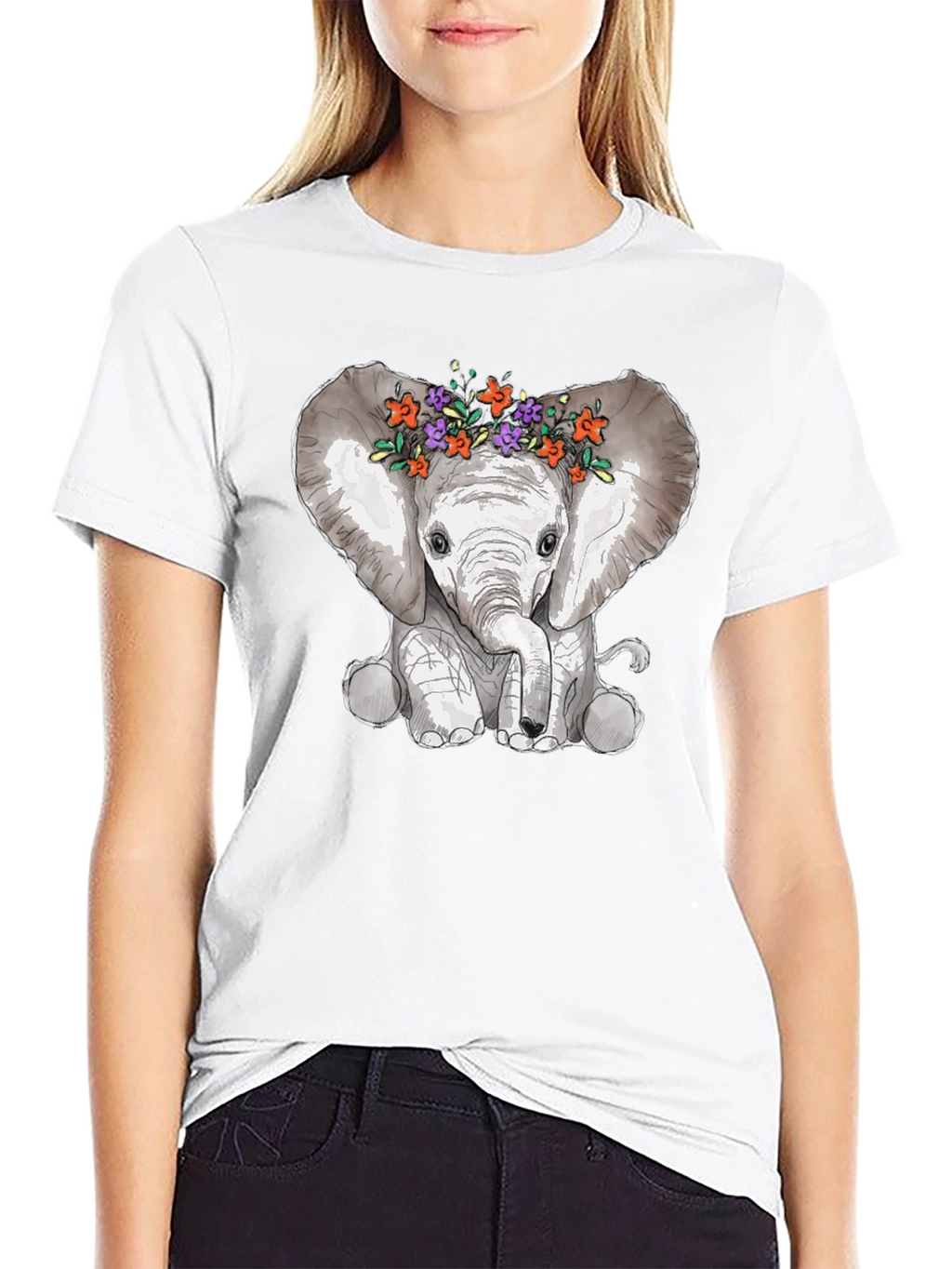 Elephant Floral Crown Graphic Tee - Mens