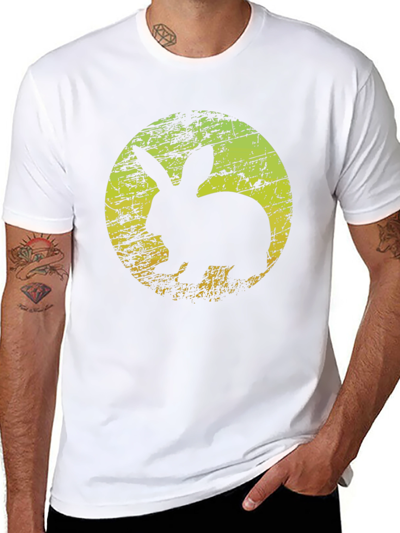 Rabbit Silhouette Graphic T-Shirt - Black