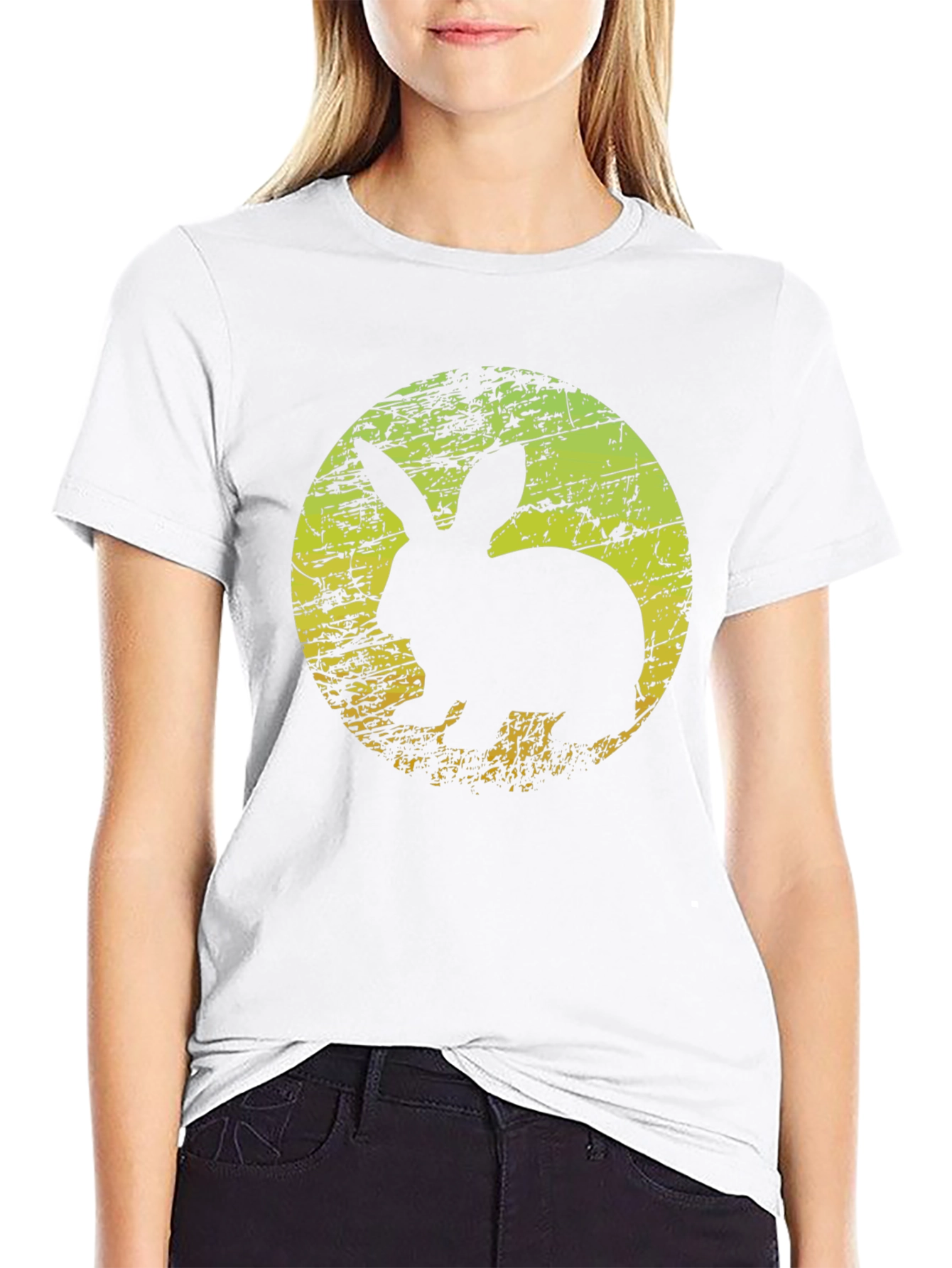 Rabbit Silhouette Graphic T-Shirt - Black