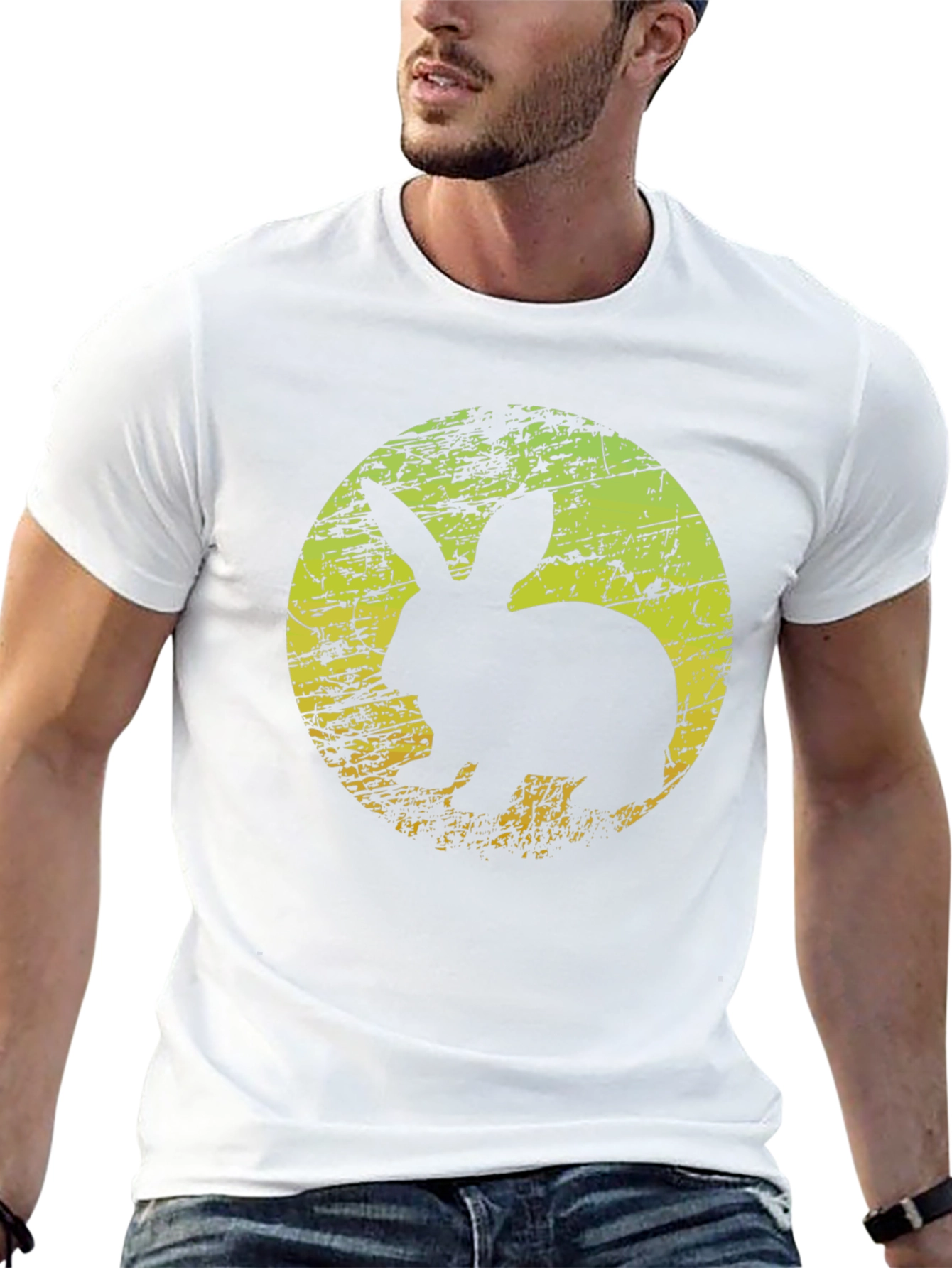 Rabbit Silhouette Graphic T-Shirt - Black