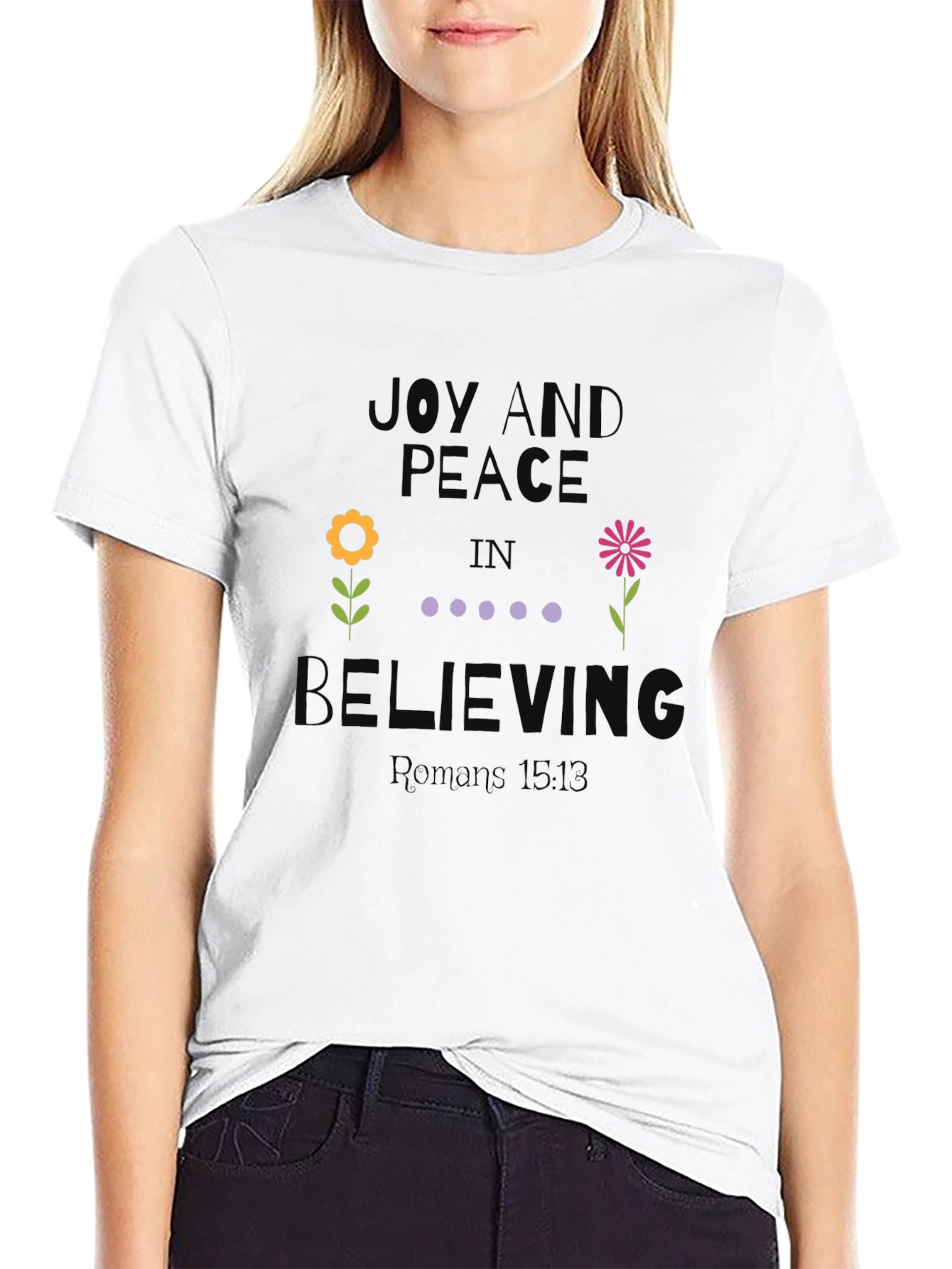 Joy and Peace in Believing Black T-Shirt