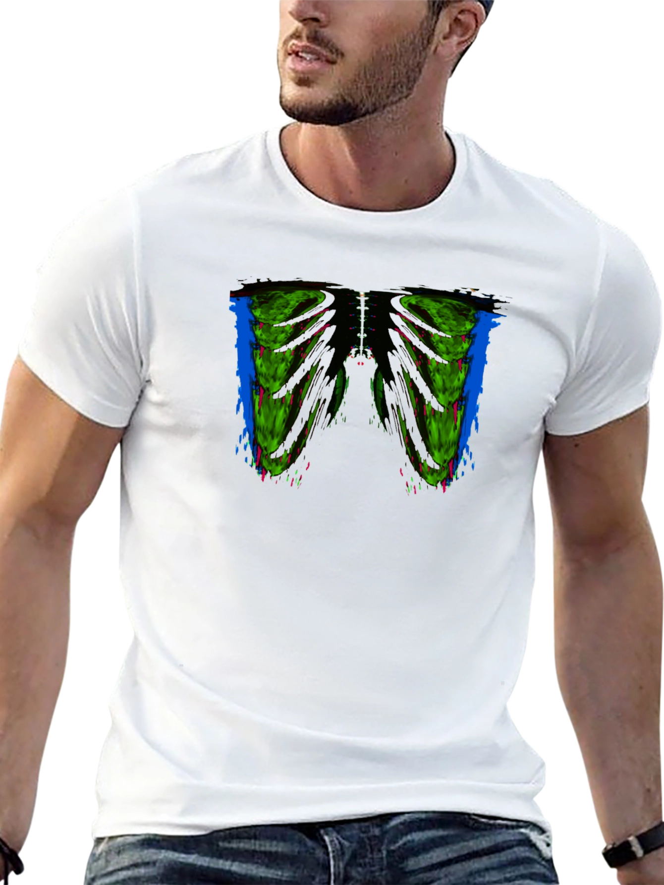 Edgy Rib Cage Graphic Tee - Mens Black T-Shirt