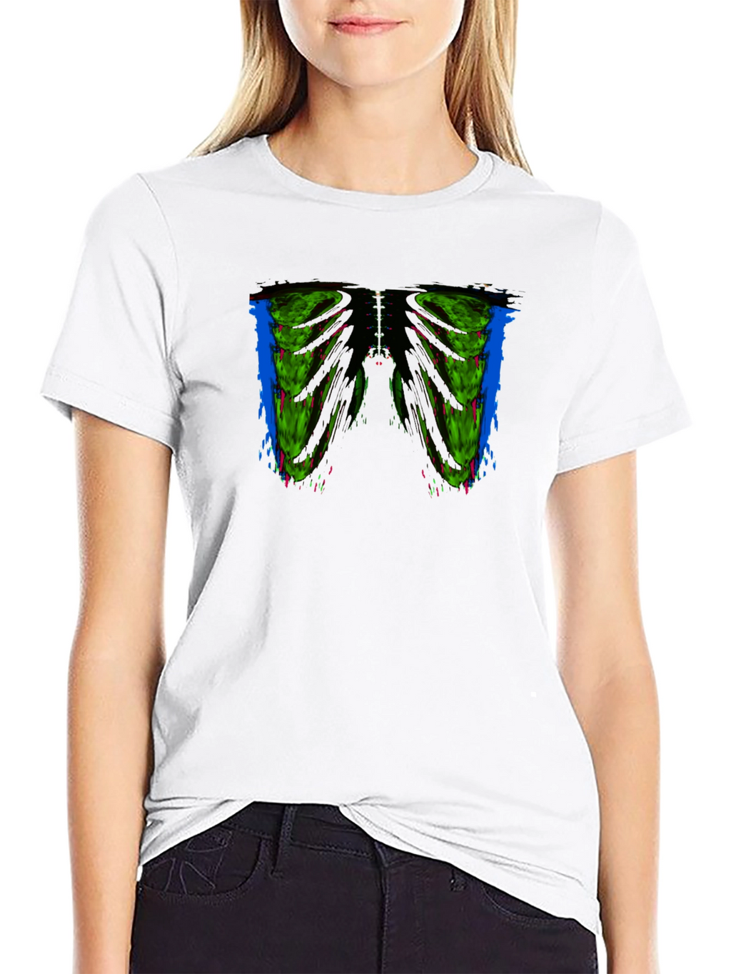 Edgy Rib Cage Graphic Tee - Mens Black T-Shirt