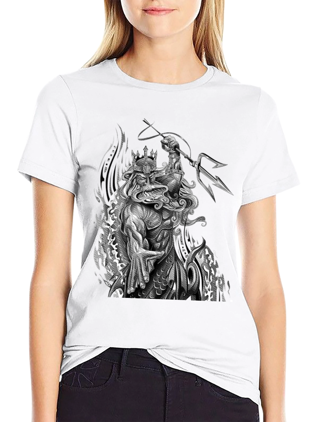 Poseidon Graphic Print Black T-Shirt