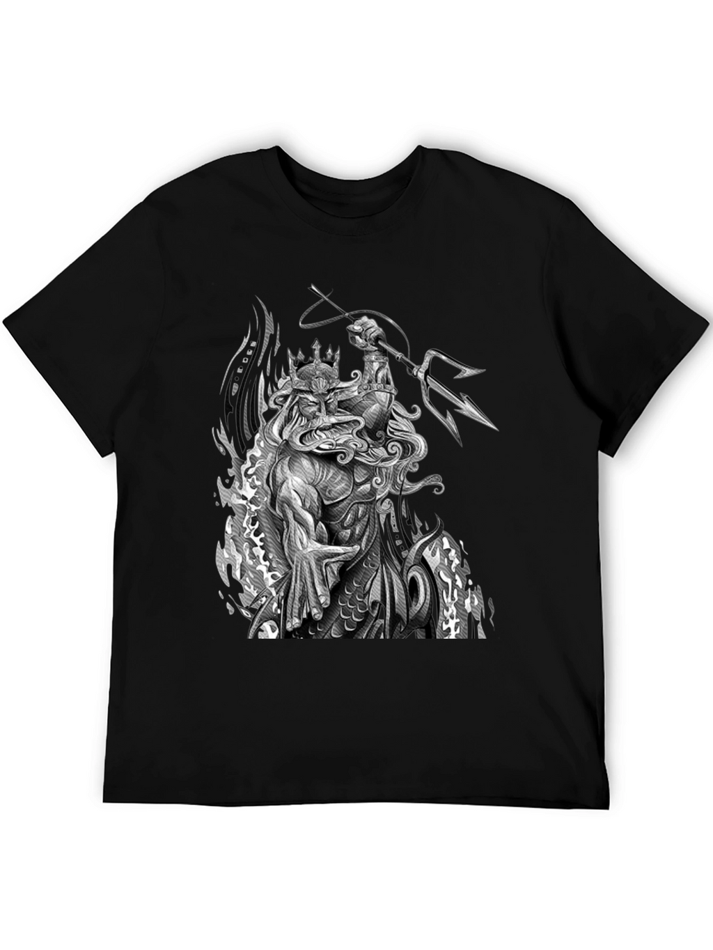 Poseidon Graphic Print Black T-Shirt