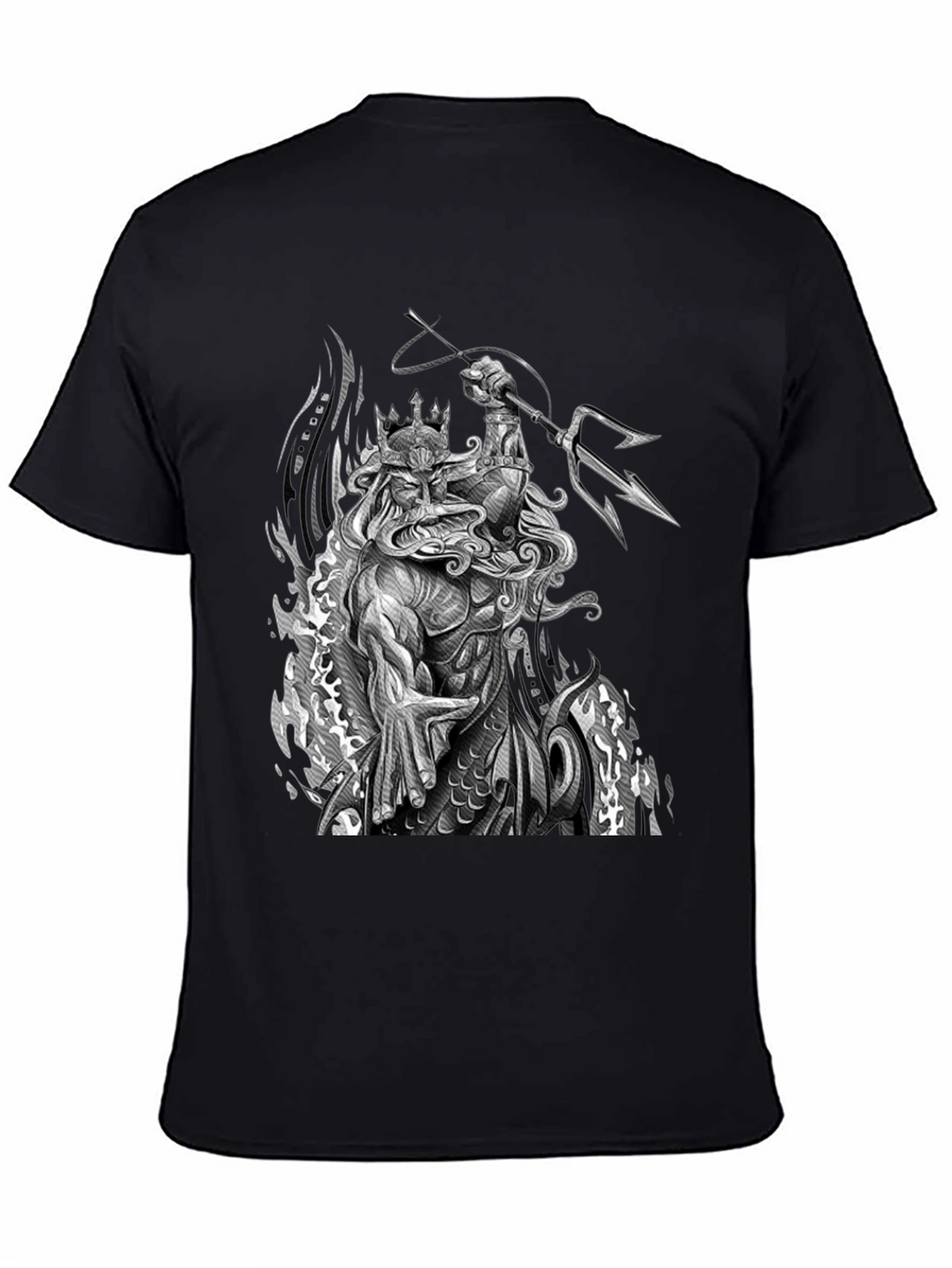 Poseidon Graphic Print Black T-Shirt