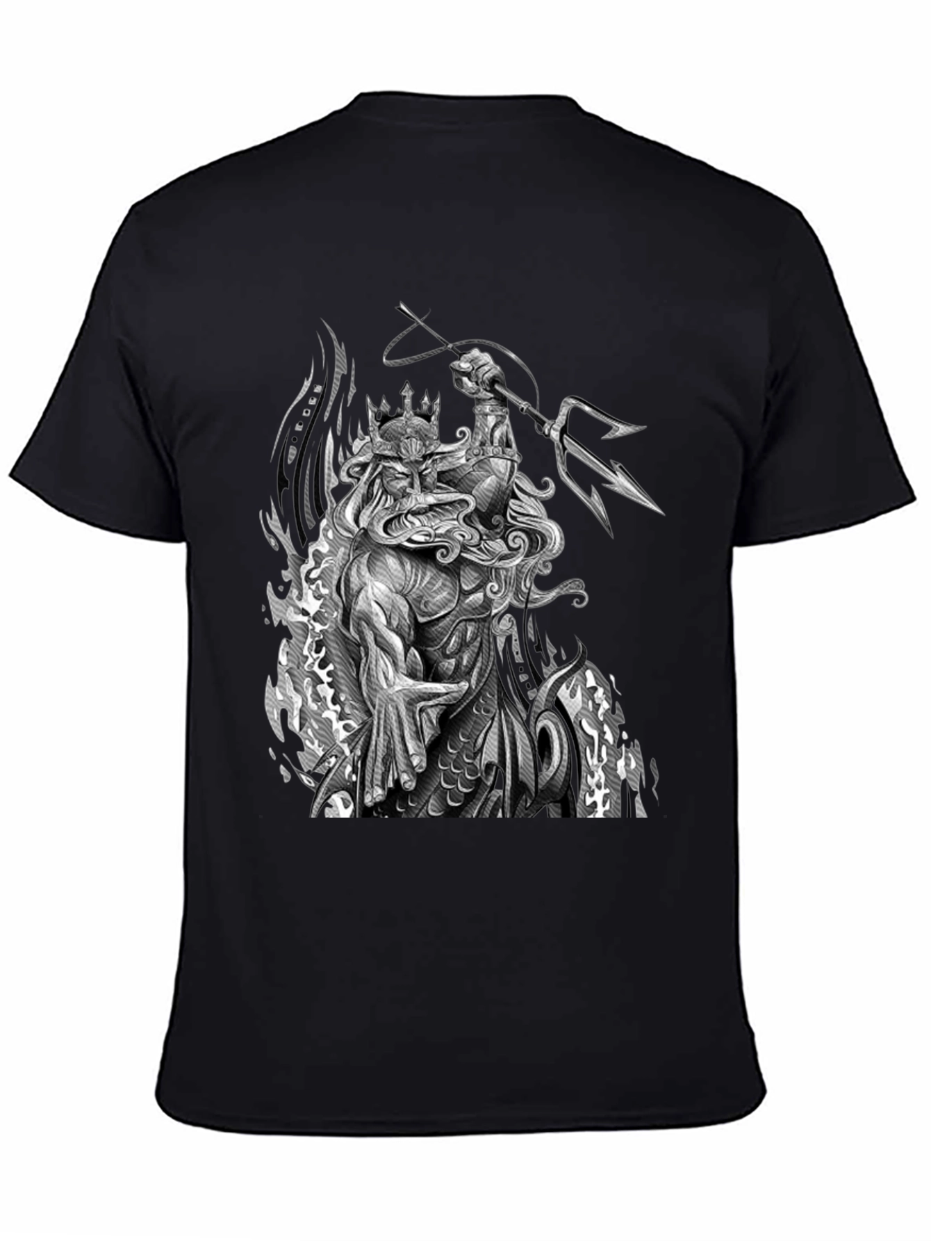 Poseidon Graphic Print Black T-Shirt