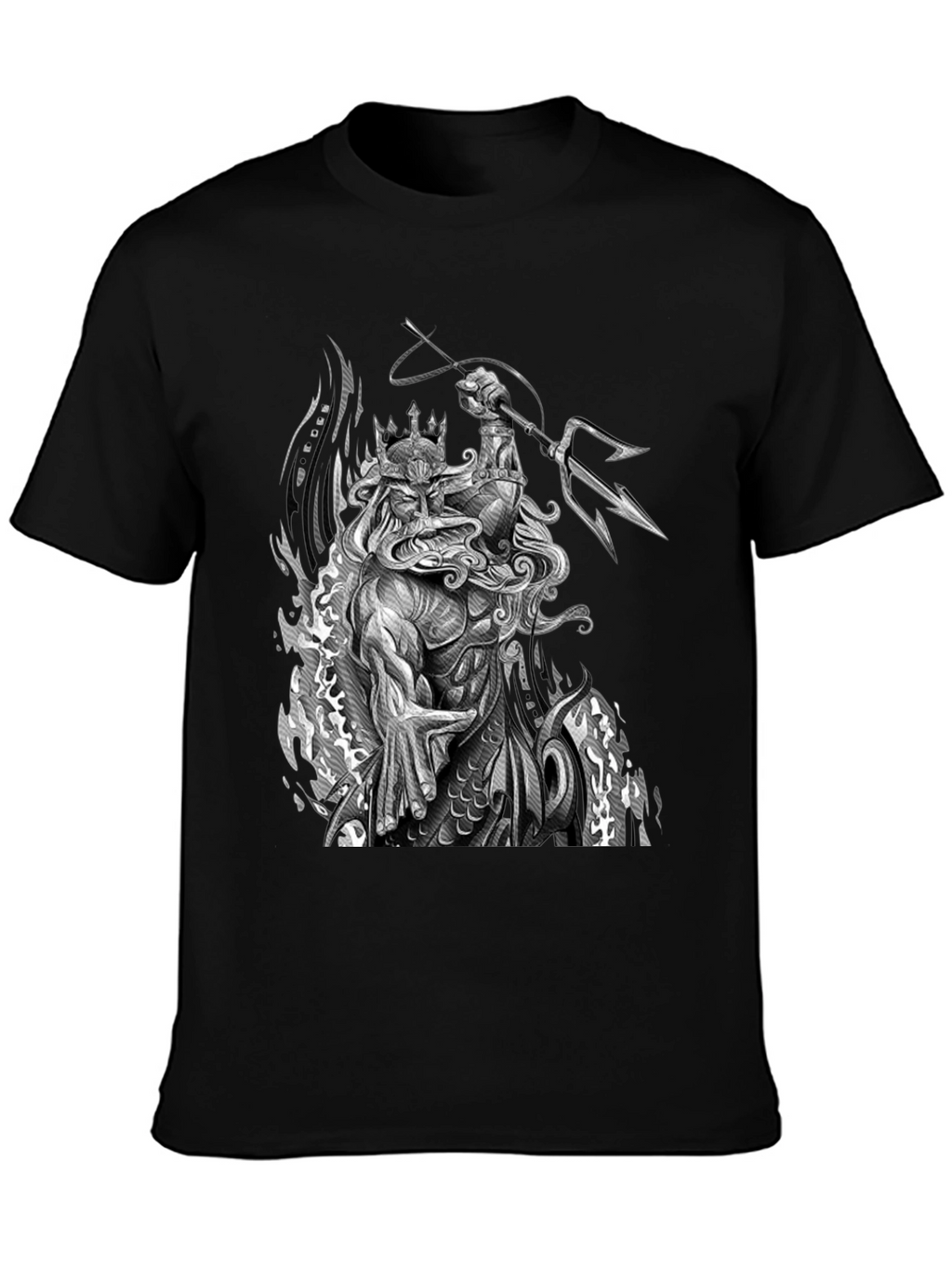 Poseidon Graphic Print Black T-Shirt