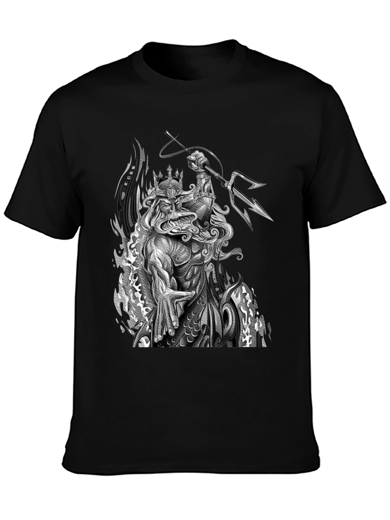 Poseidon Graphic Print Black T-Shirt
