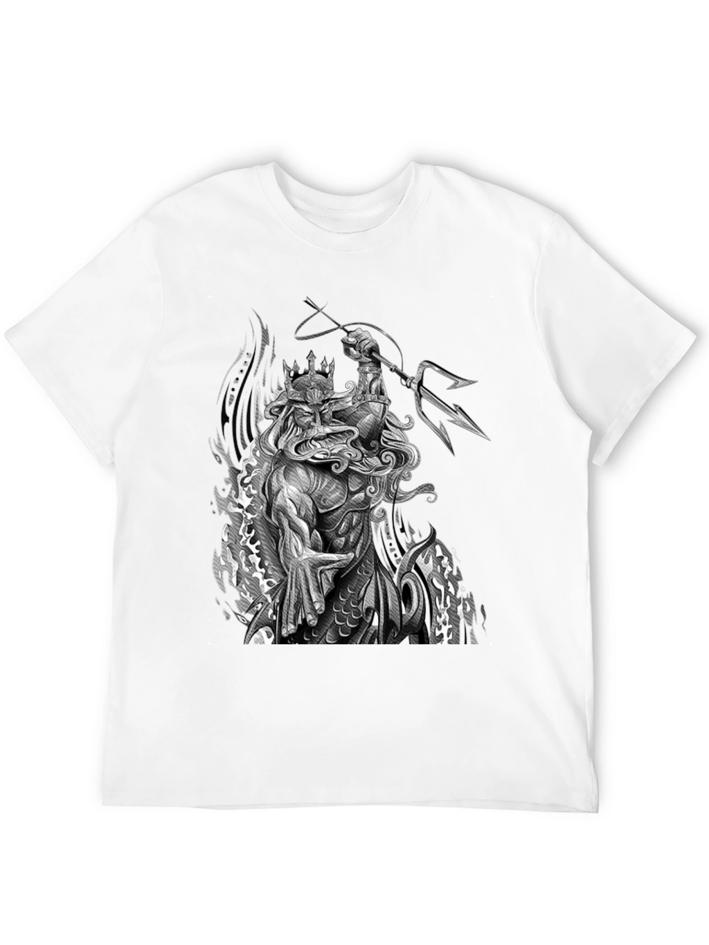Poseidon Graphic Print Black T-Shirt
