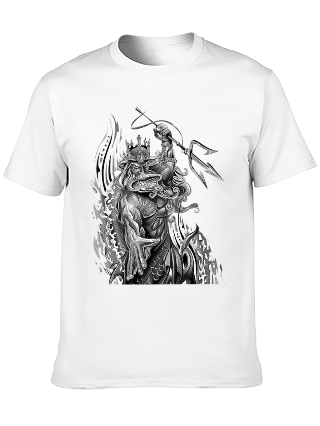 Poseidon Graphic Print Black T-Shirt