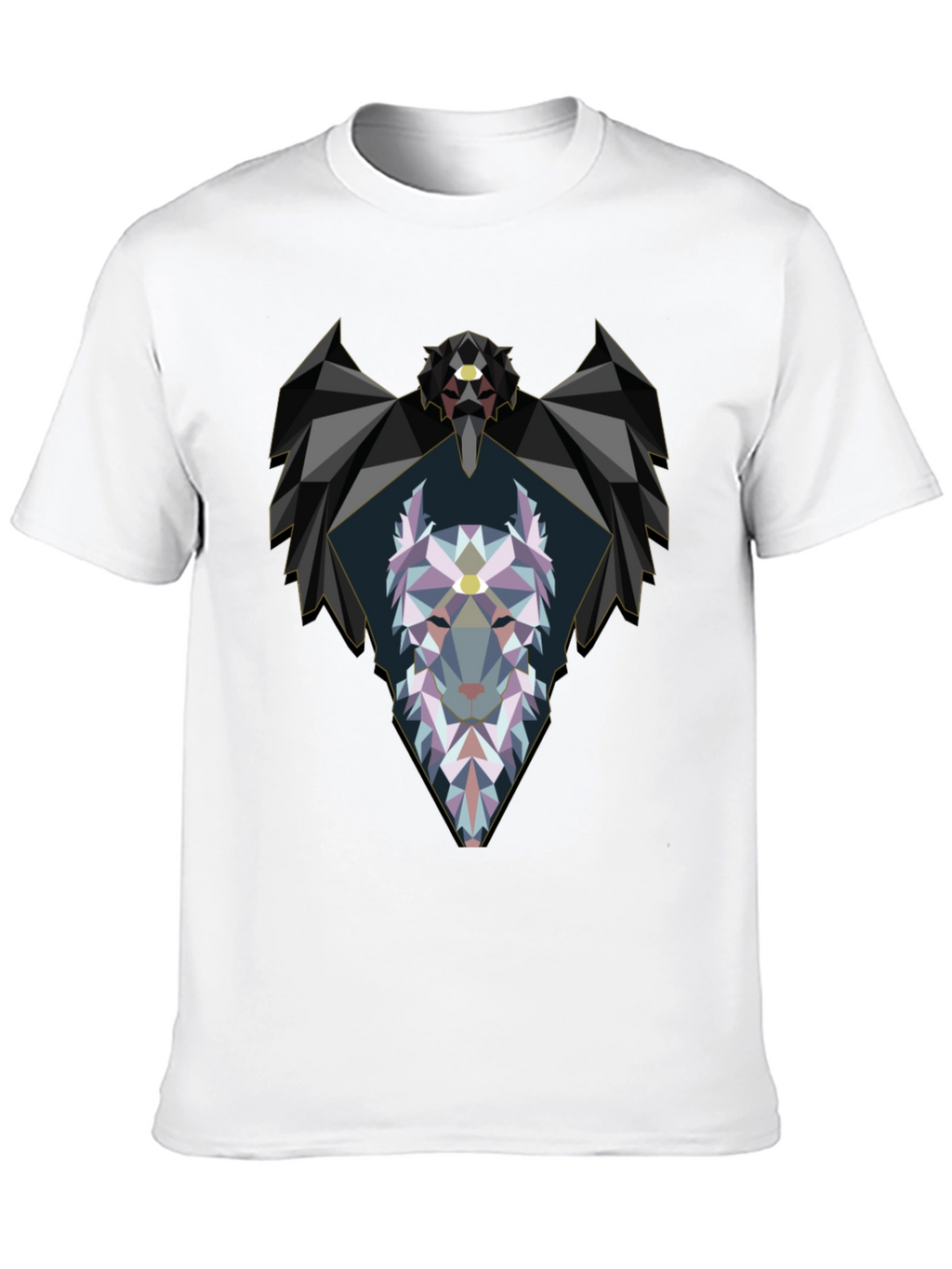 Geometric Wolf Graphic Black T-Shirt