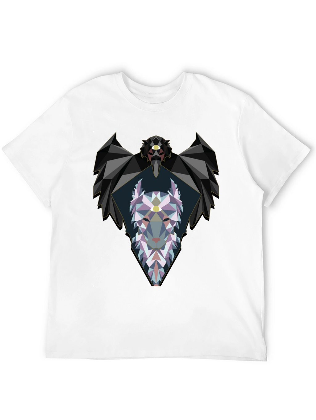 Geometric Wolf Graphic Black T-Shirt