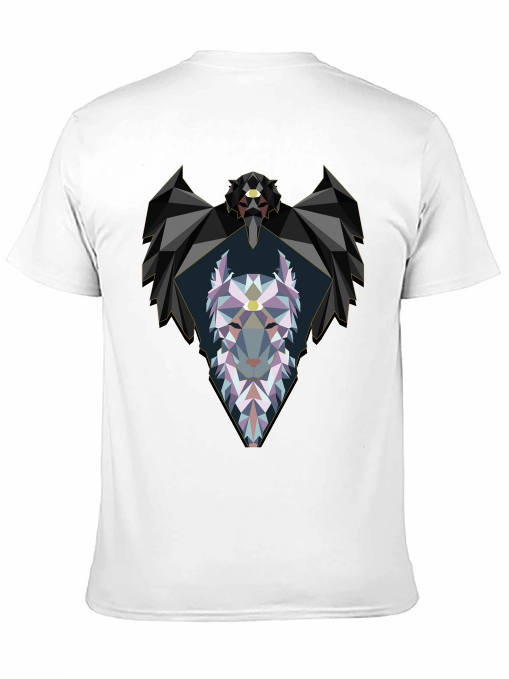 Geometric Wolf Graphic Black T-Shirt