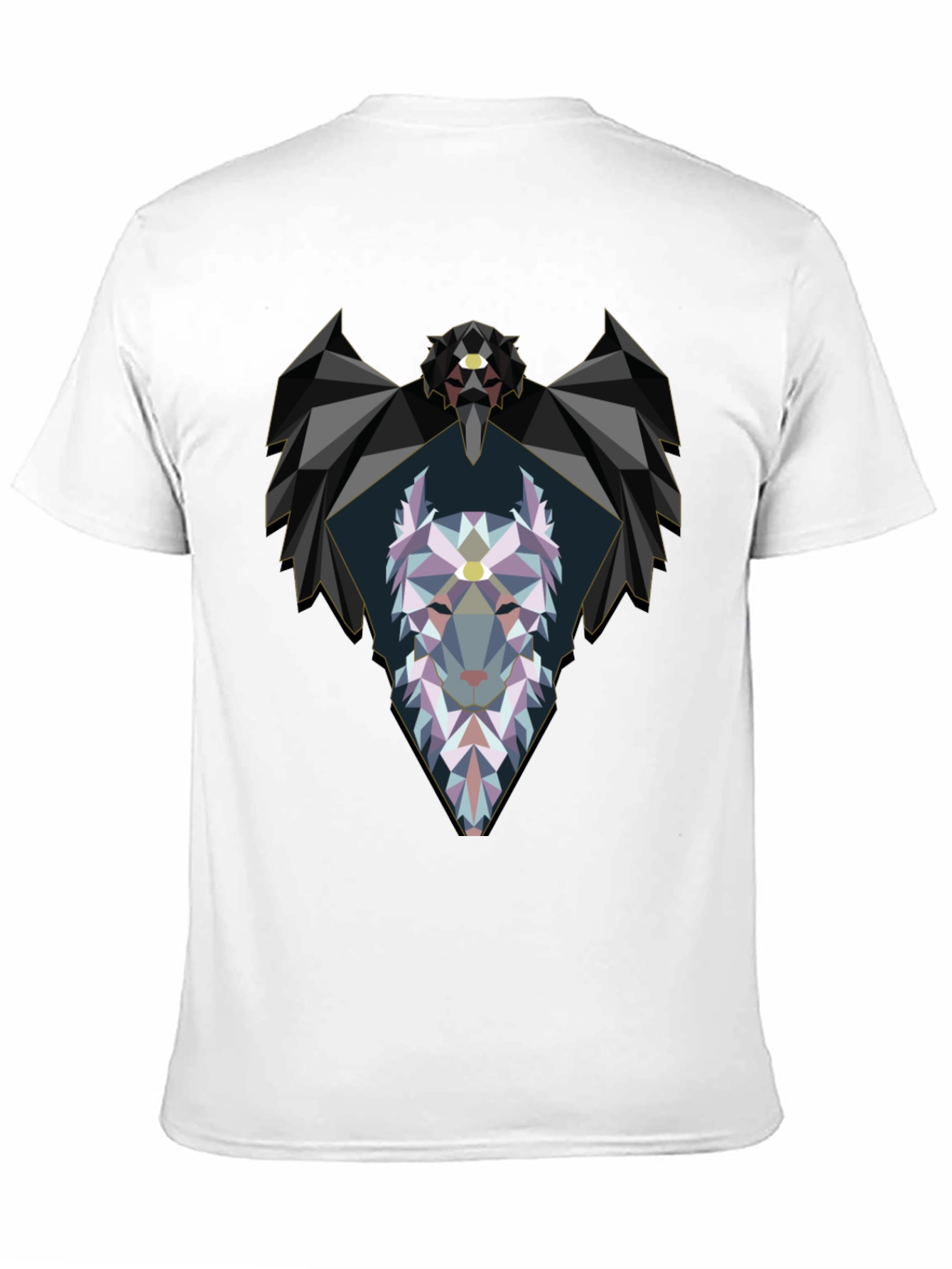 Geometric Wolf Graphic Black T-Shirt