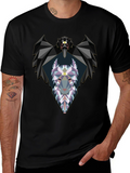 Geometric Wolf Graphic Black T-Shirt
