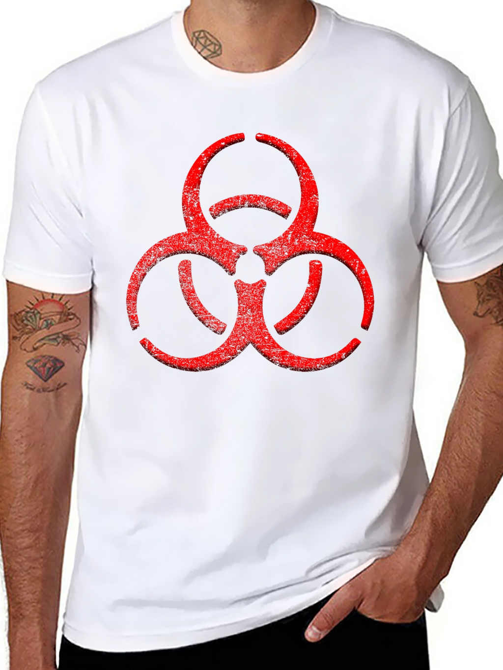 Biohazard Symbol Graphic Print Crew Neck T-Shirt