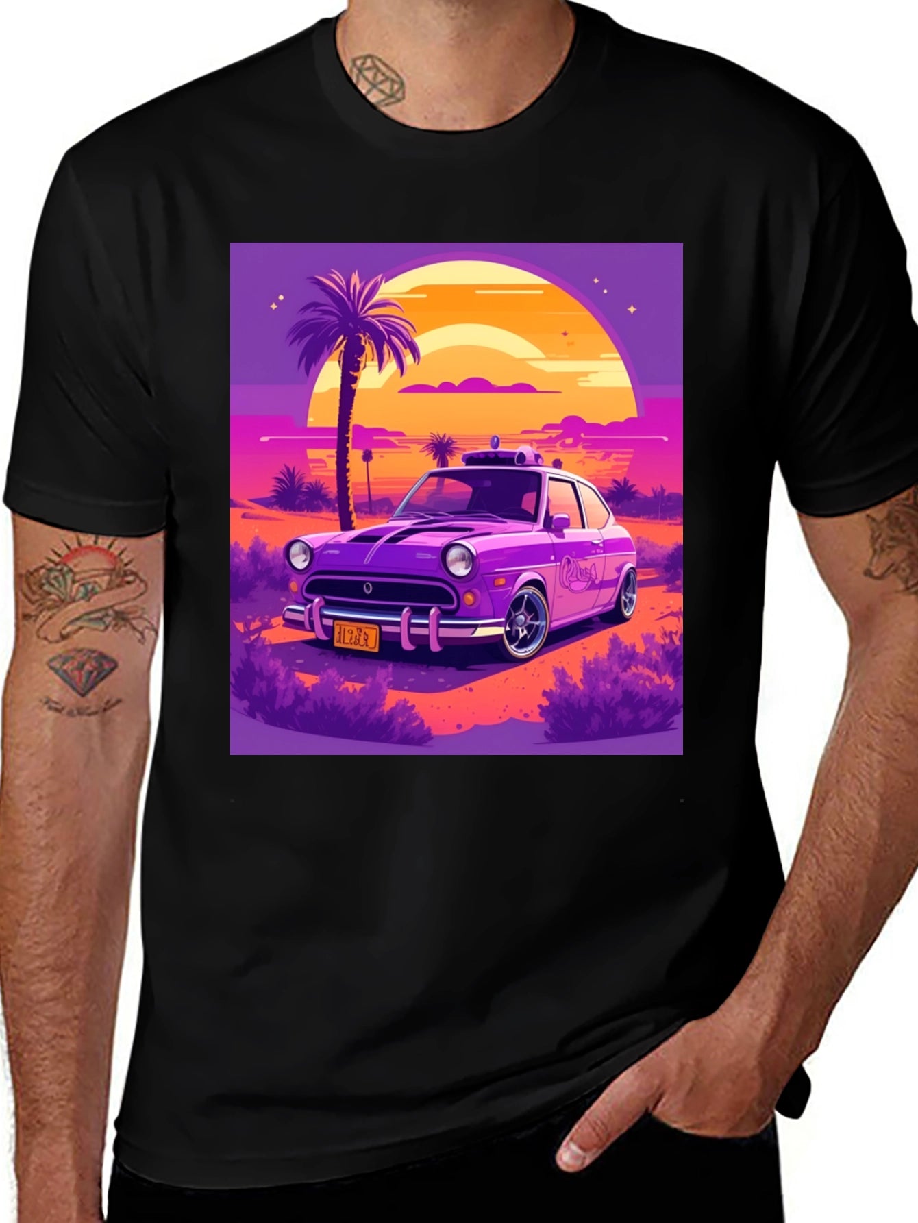 Retro Car T-Shirt - Sunset Drive Design