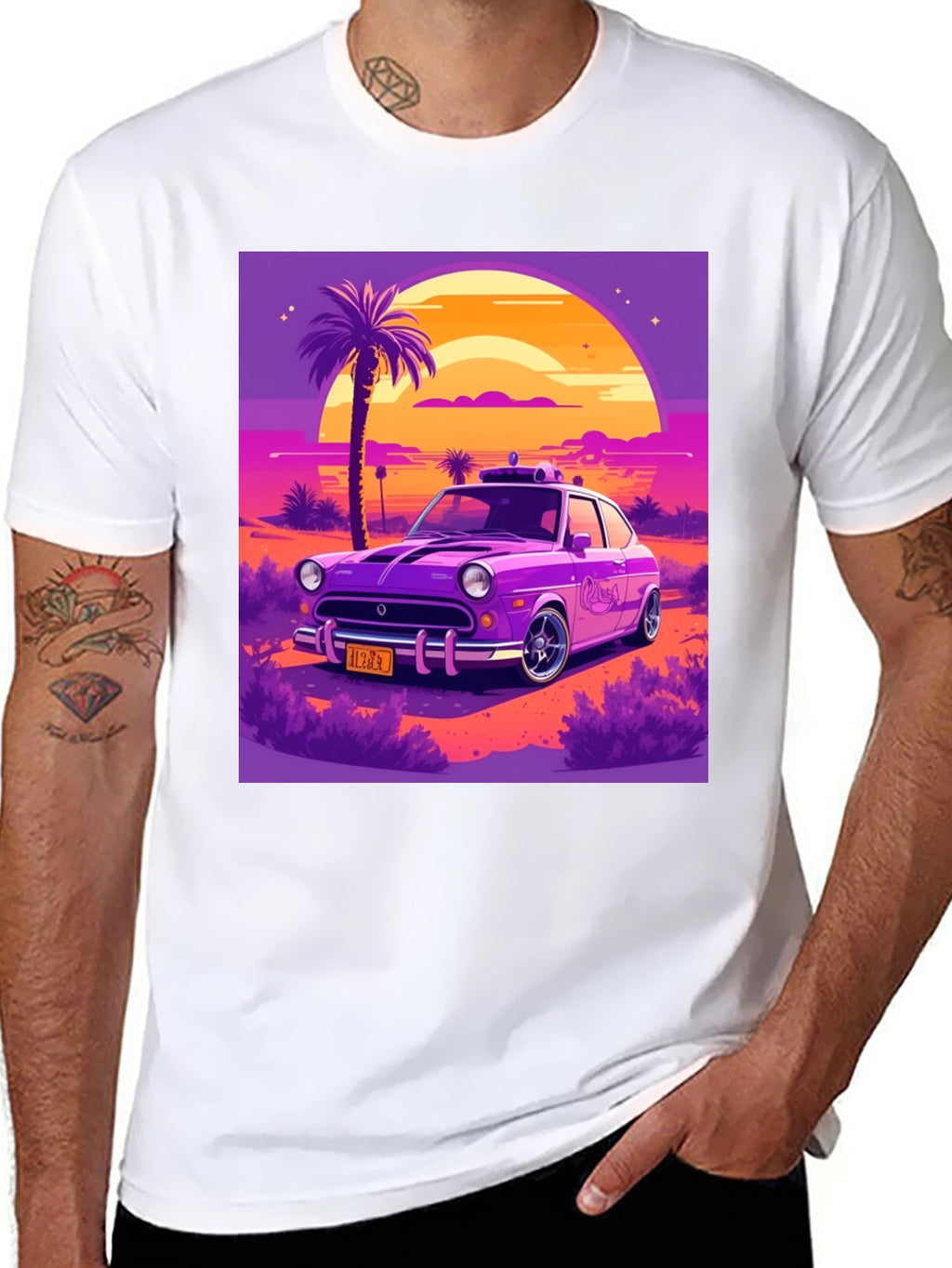 Retro Car T-Shirt - Sunset Drive Design