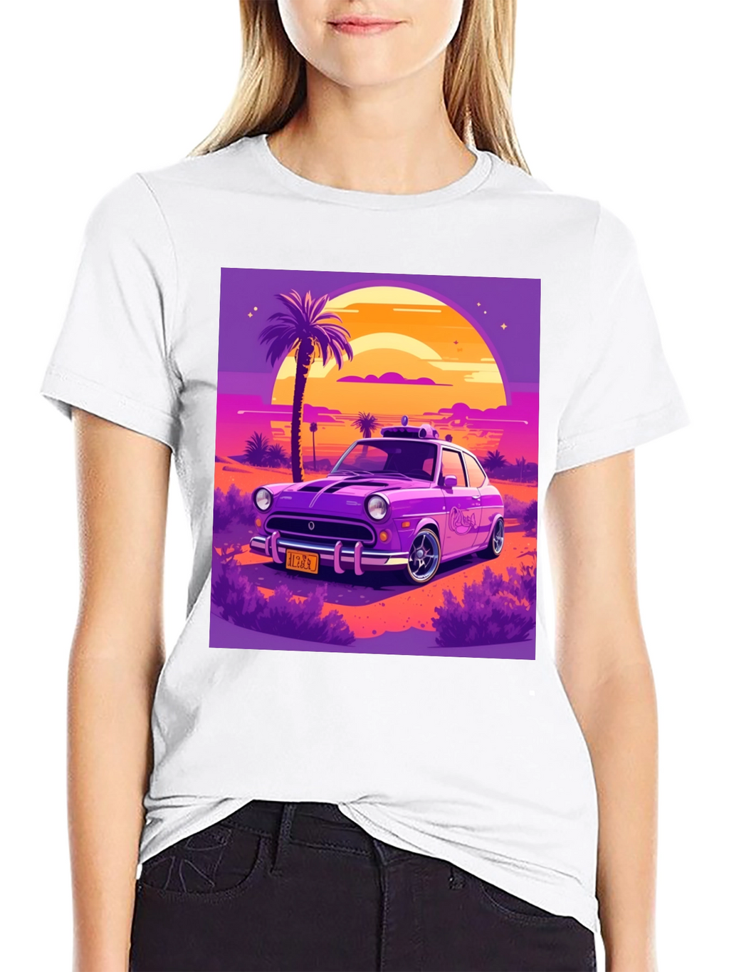 Retro Car T-Shirt - Sunset Drive Design