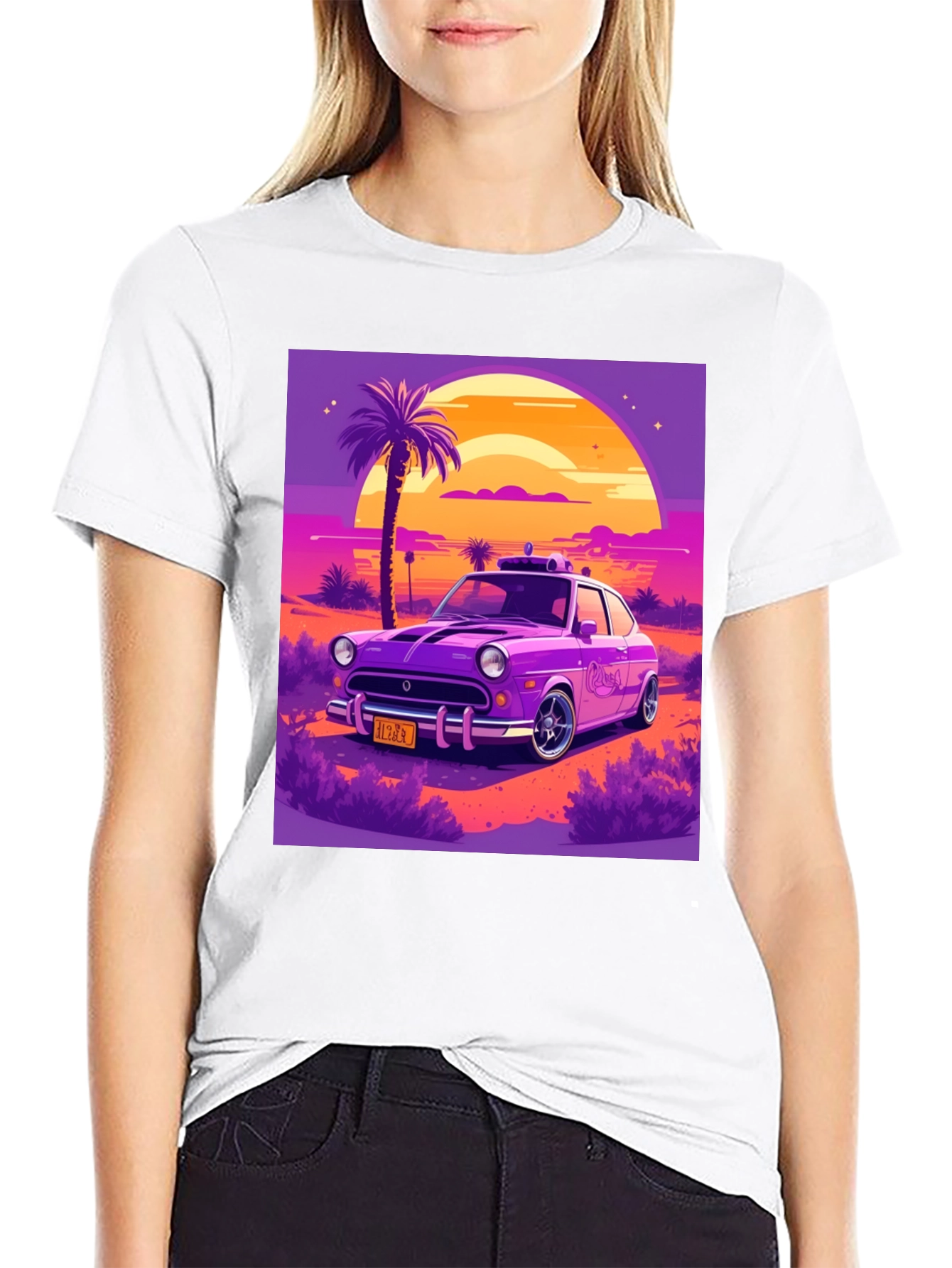 Retro Car T-Shirt - Sunset Drive Design