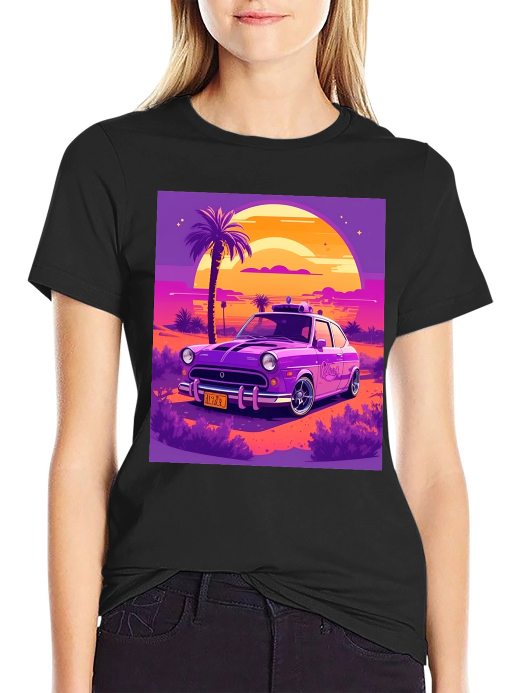 Retro Car T-Shirt - Sunset Drive Design
