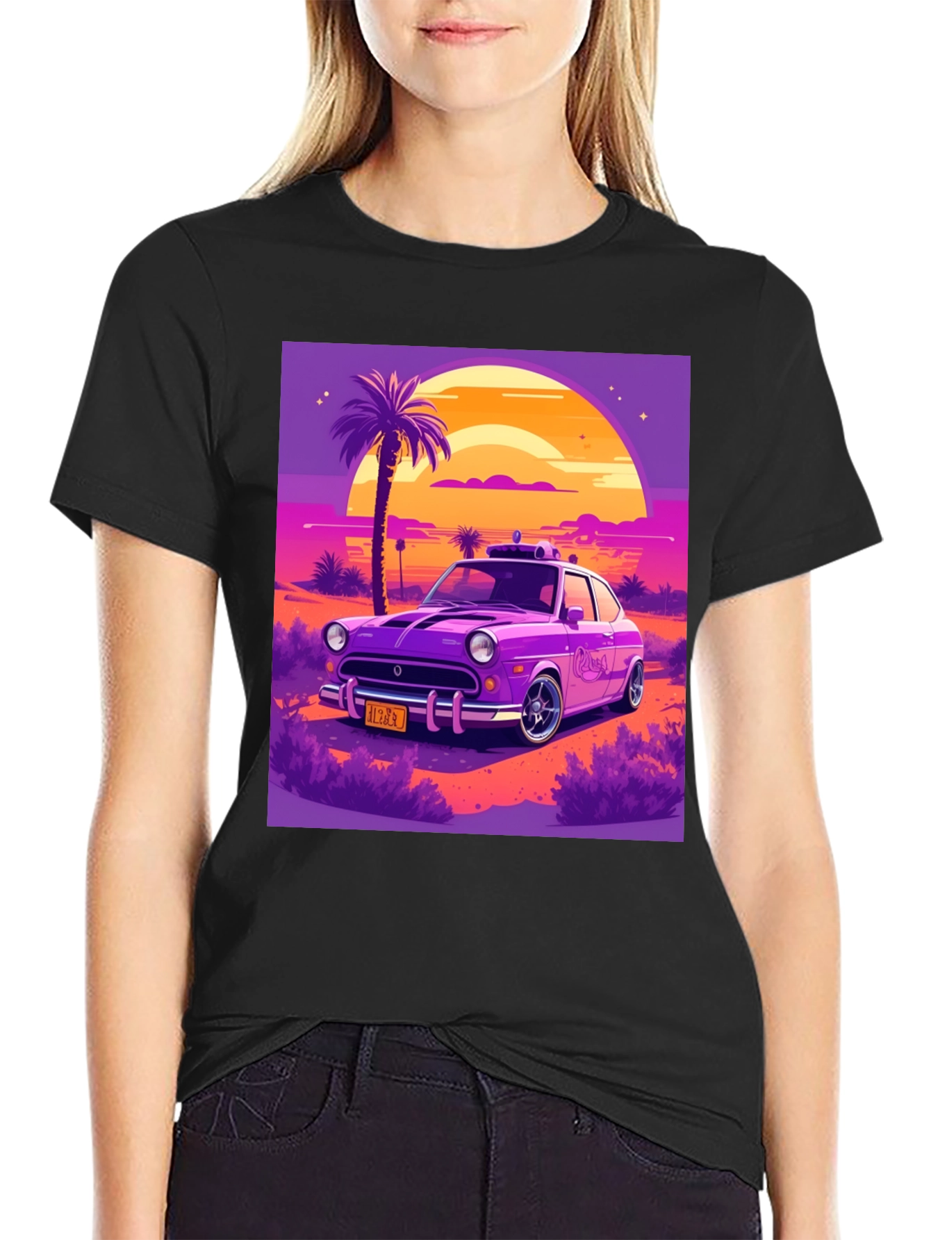 Retro Car T-Shirt - Sunset Drive Design