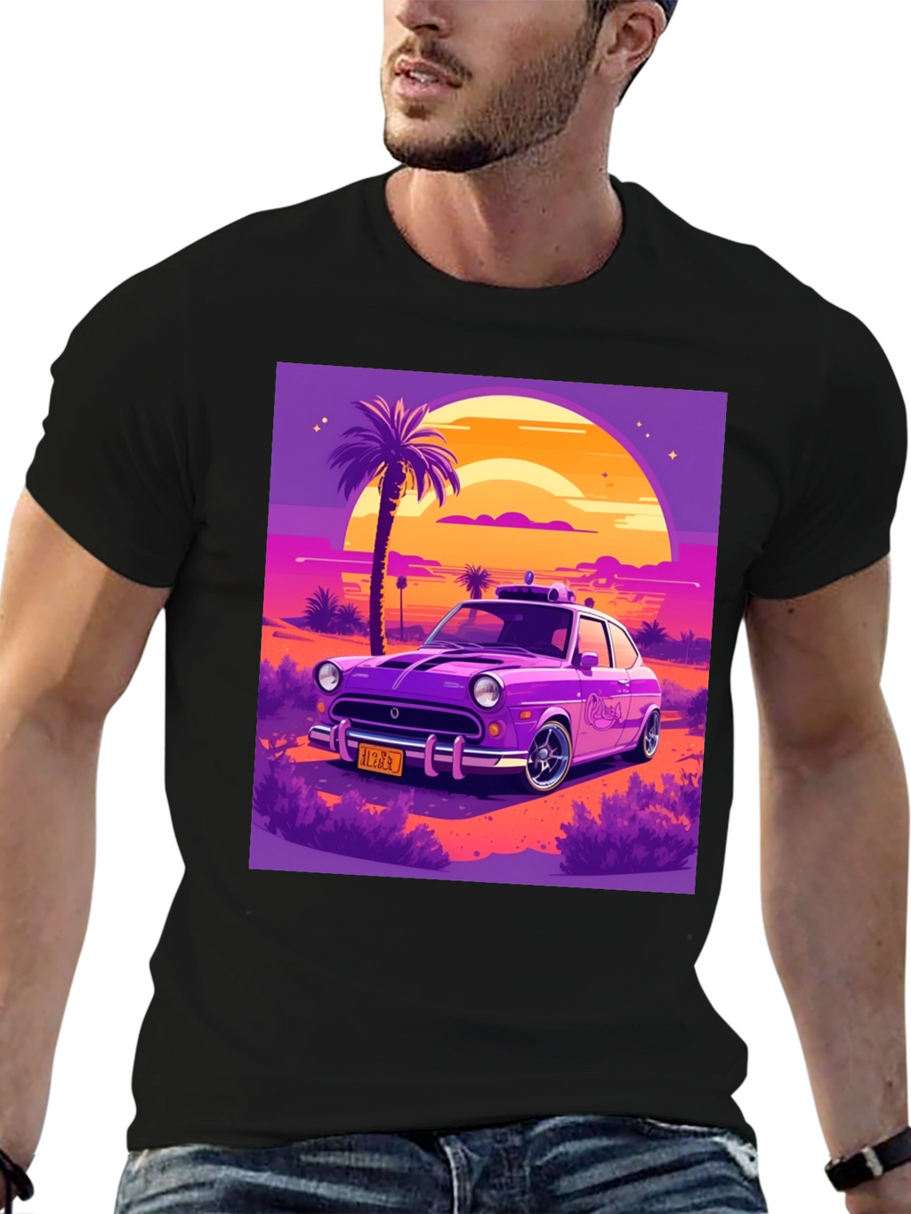 Retro Car T-Shirt - Sunset Drive Design