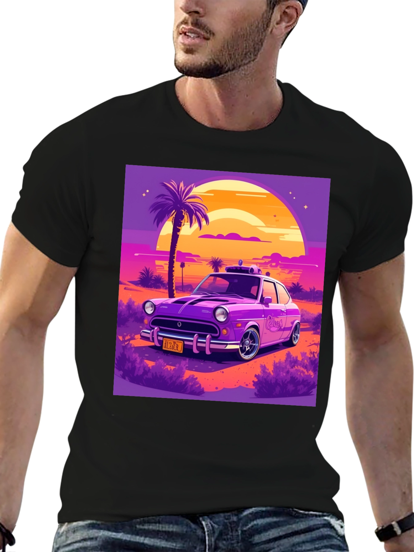 Retro Car T-Shirt - Sunset Drive Design