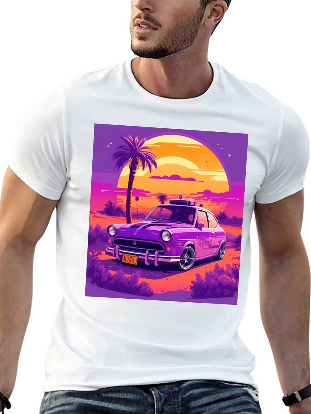 Retro Car T-Shirt - Sunset Drive Design