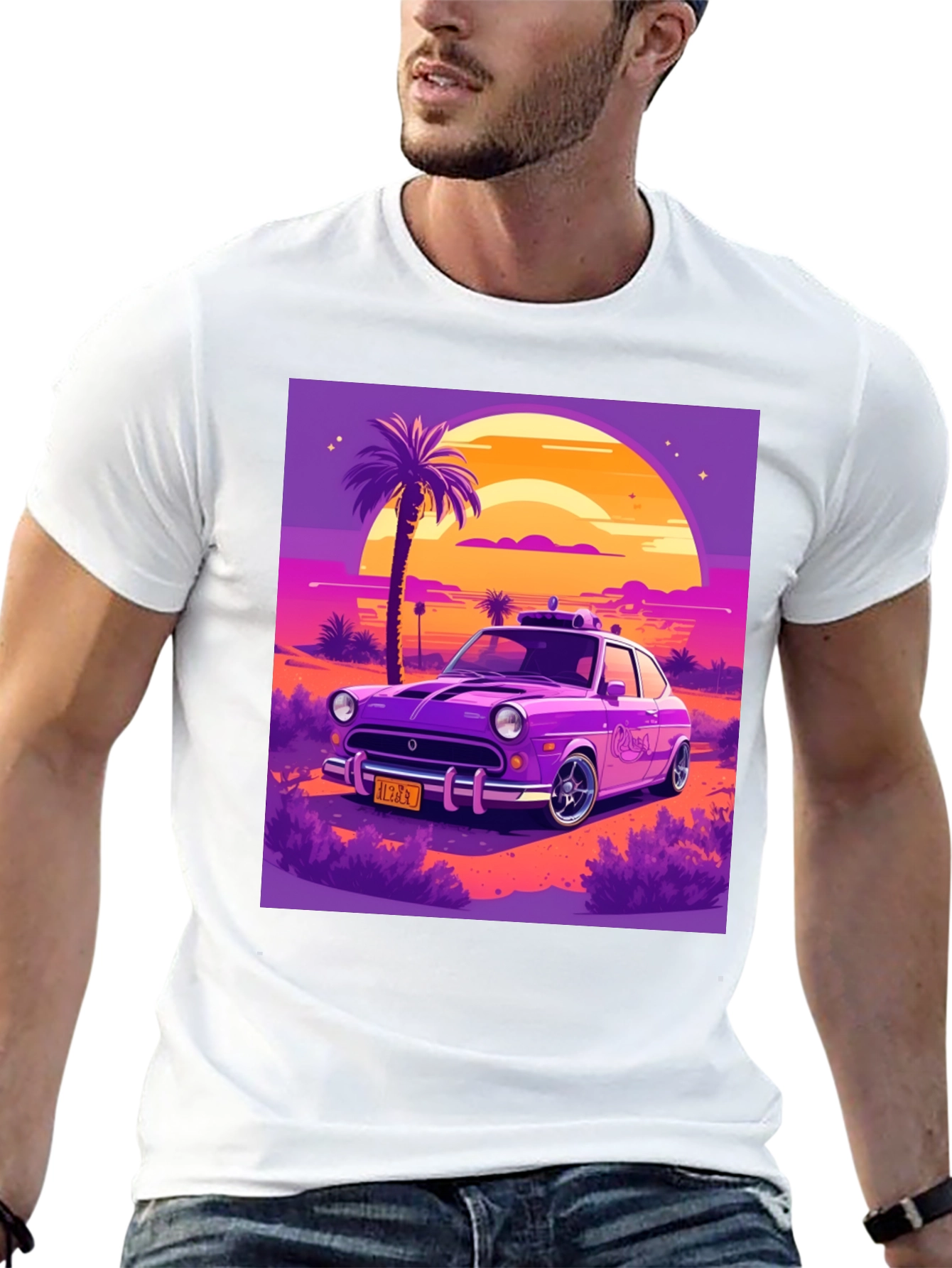 Retro Car T-Shirt - Sunset Drive Design