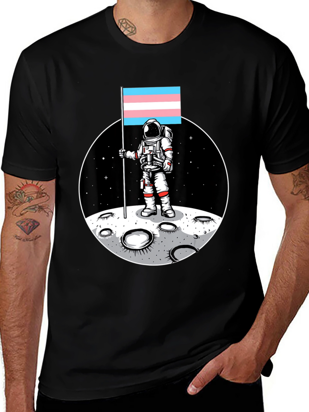 Trans Pride Astronaut T-Shirt - Moon Landing Tee