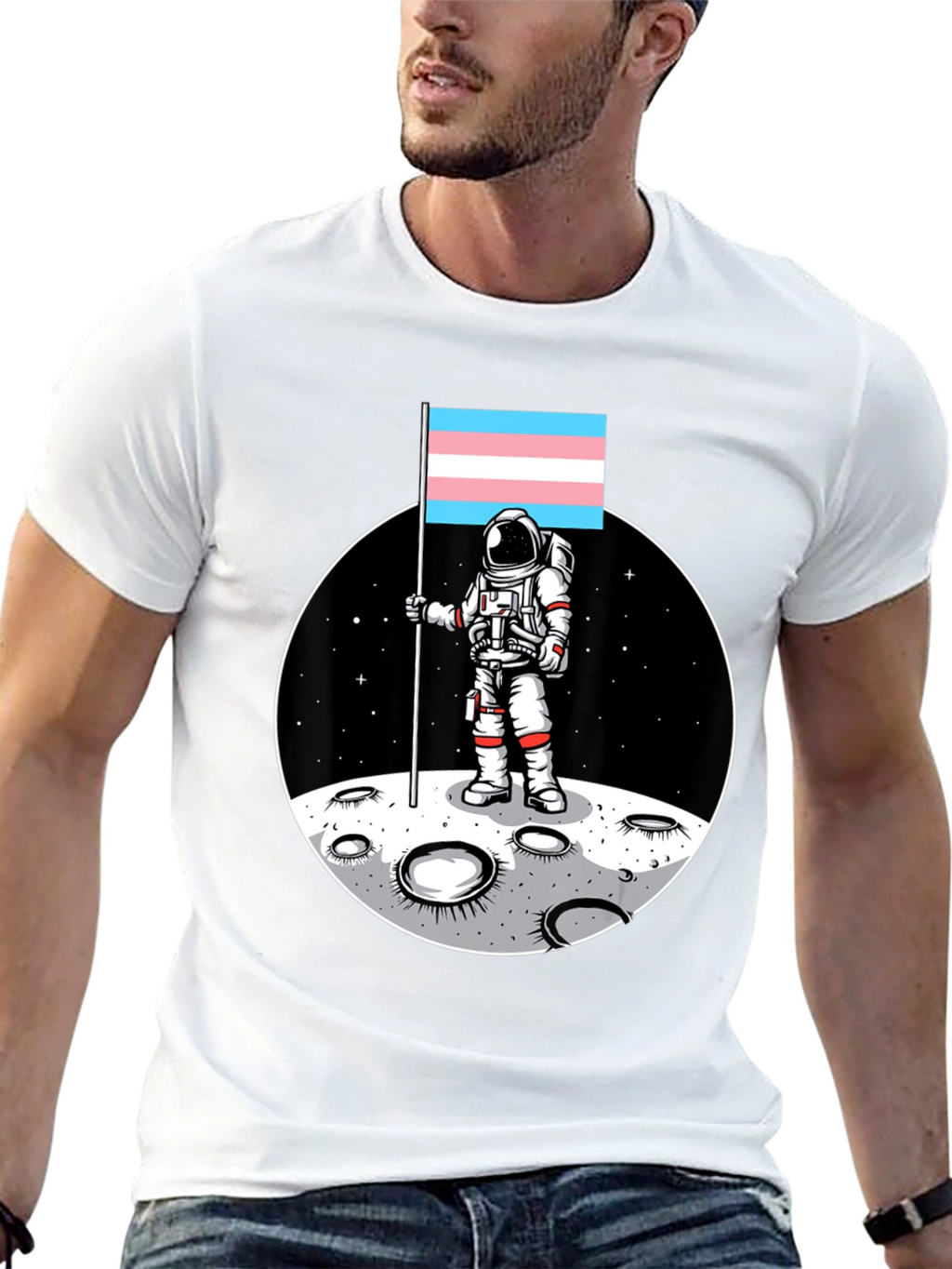 Trans Pride Astronaut T-Shirt - Moon Landing Tee