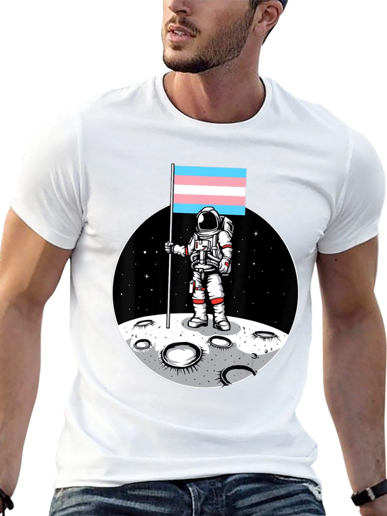 Trans Pride Astronaut T-Shirt - Moon Landing Tee