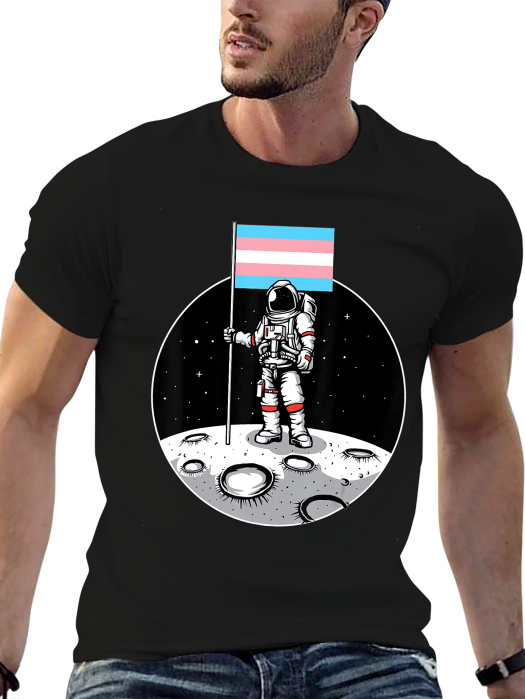 Trans Pride Astronaut T-Shirt - Moon Landing Tee