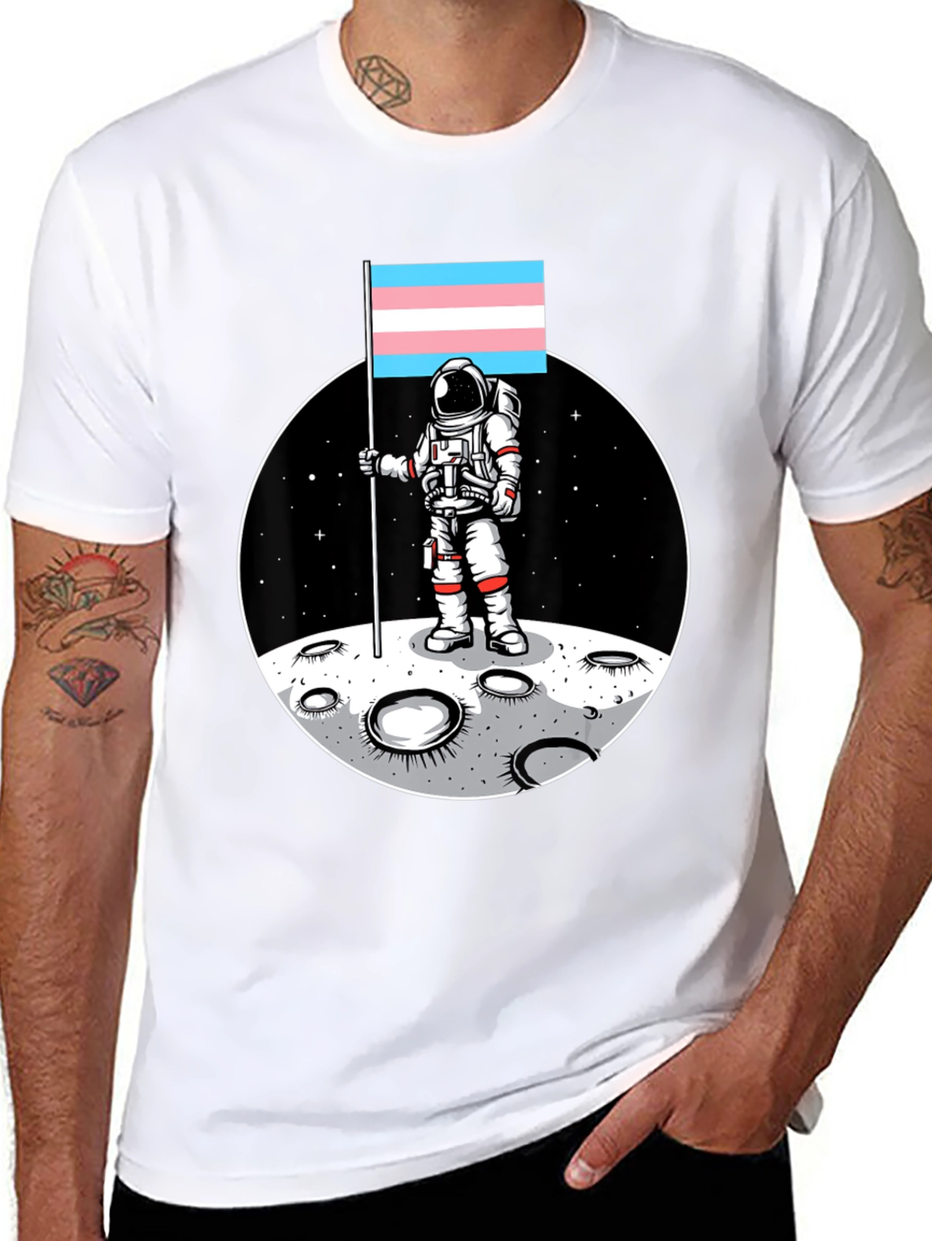 Trans Pride Astronaut T-Shirt - Moon Landing Tee