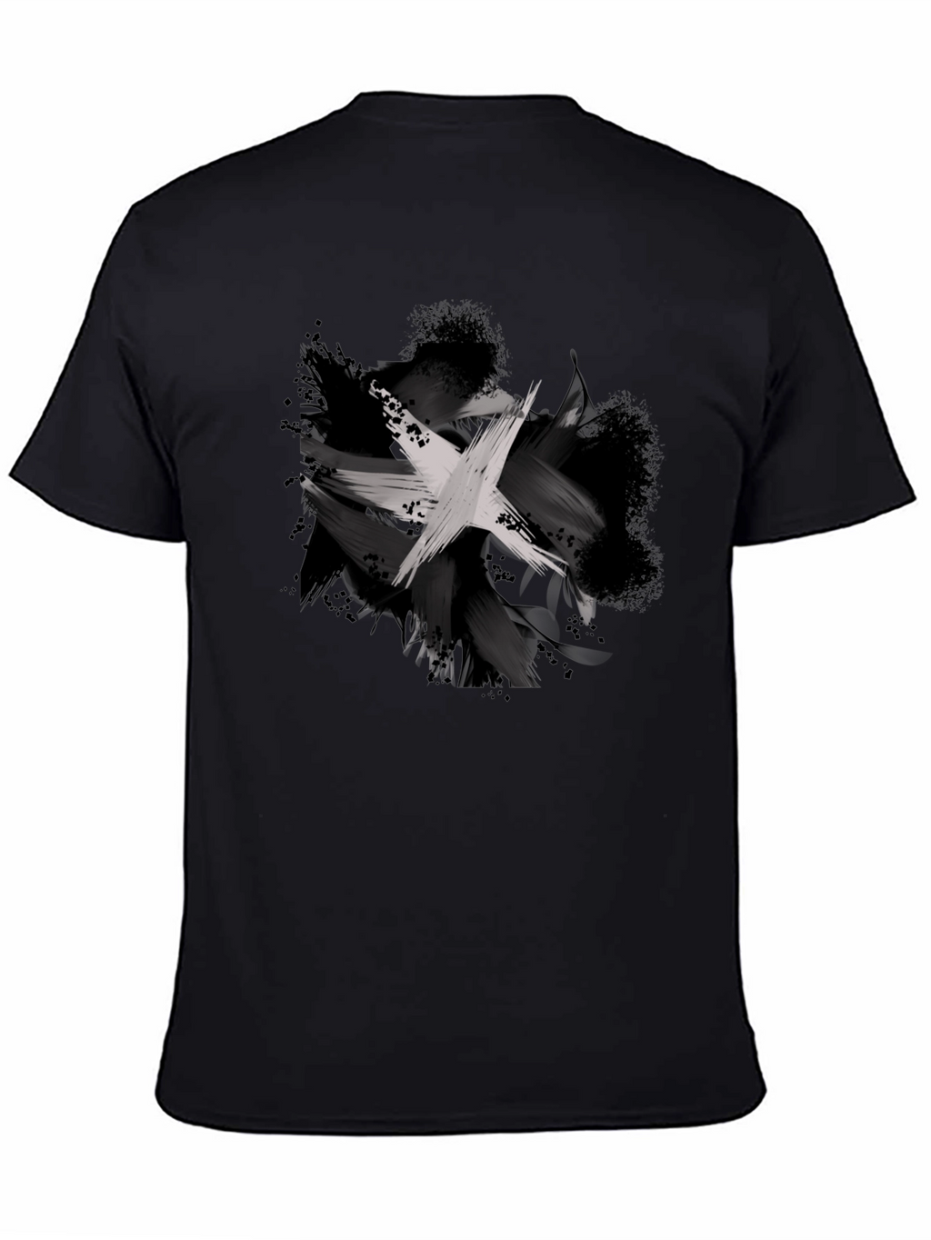 Abstract Brushstroke Graphic Black T-Shirt
