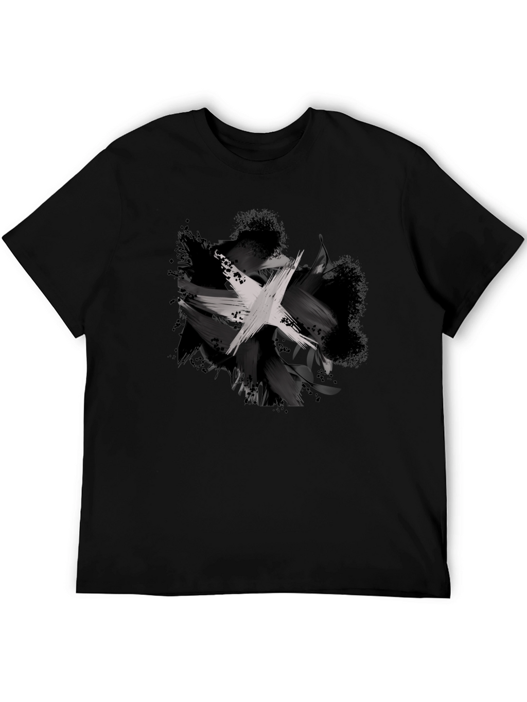 Abstract Brushstroke Graphic Black T-Shirt