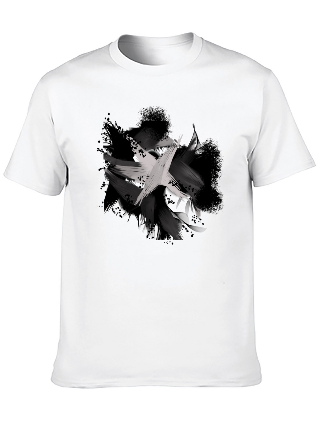 Abstract Brushstroke Graphic Black T-Shirt