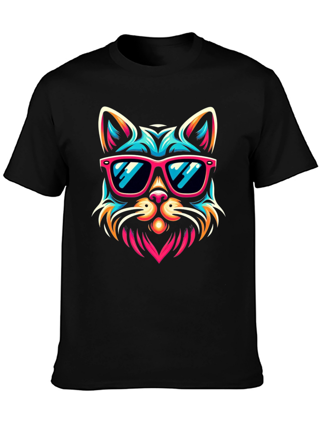 Cool Cat Sunglasses Graphic Tee - Black