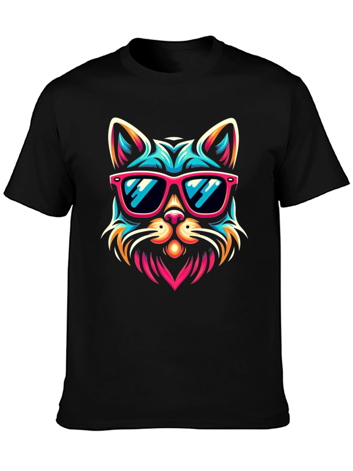 Cool Cat Sunglasses Graphic Tee - Black