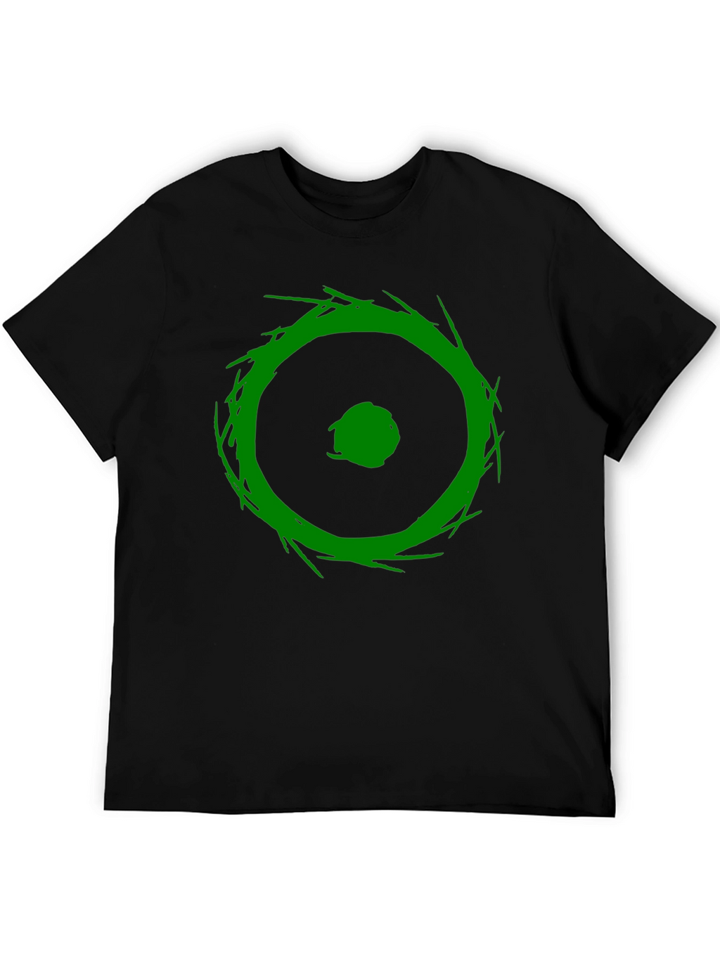 Abstract Green Graphic Print Black T-Shirt