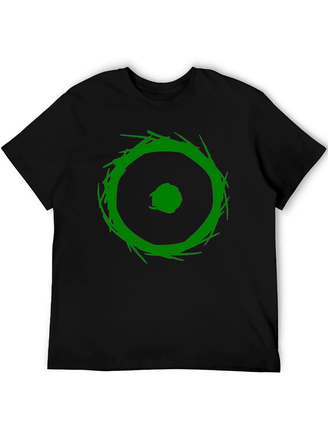 Abstract Green Graphic Print Black T-Shirt